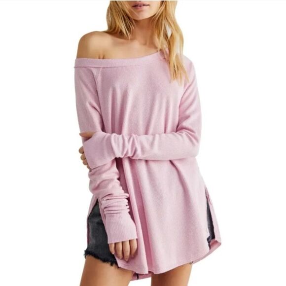 Free People We The Free Pink Snowy Thermal Oversized Size Small - Picture 1 of 8